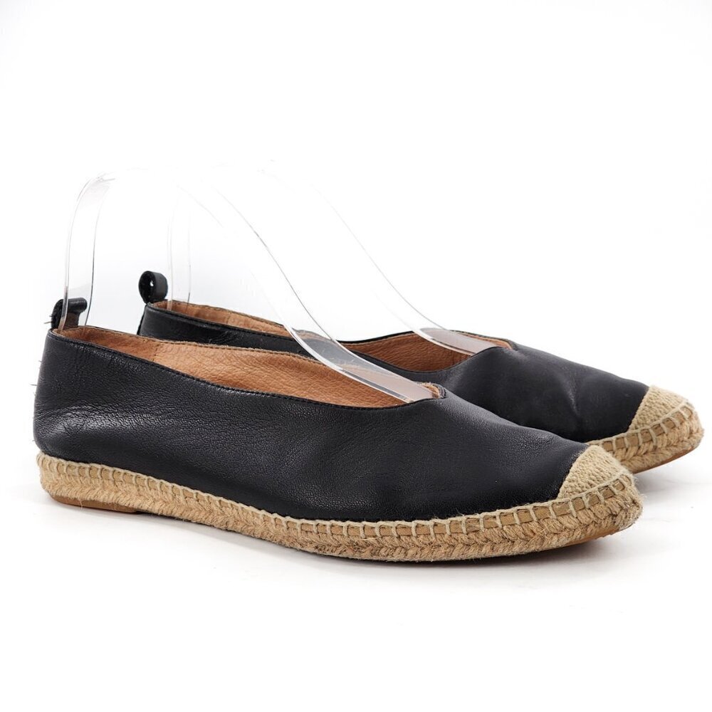 275 CENTRAL‎ Black Very Soft Leather Espadrille Flats